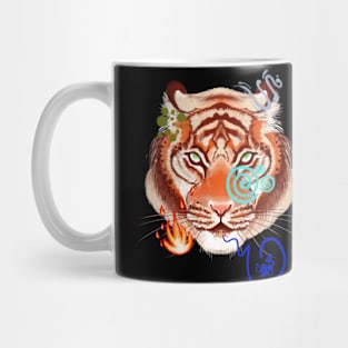 Mighty Tiger Face With Elements Mug